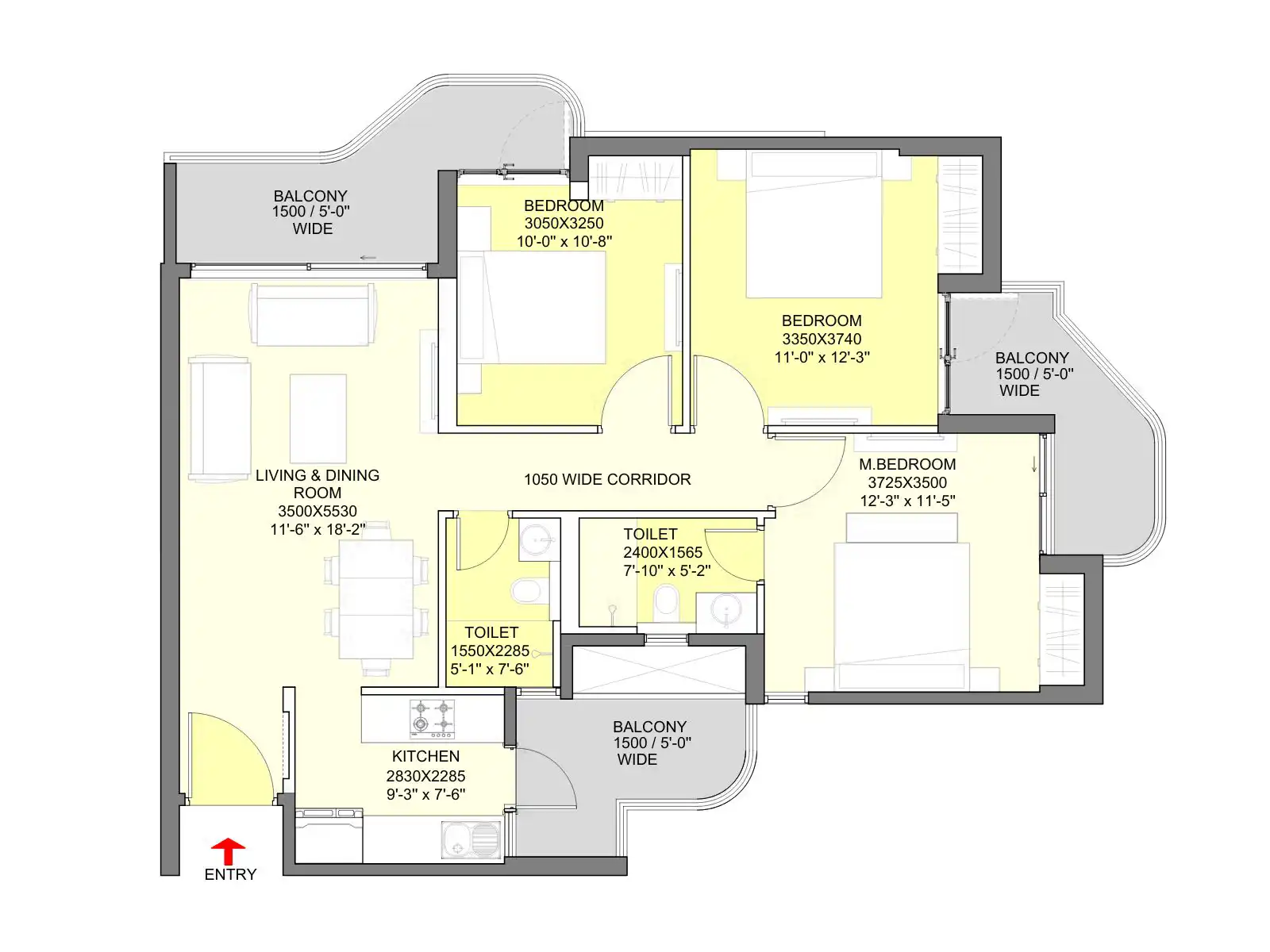 Eldeco Ballads of Bliss 3 BHK - 1900 Sq.Ft. Eldeco Ballads of Bliss 3 BHK - 1900 Sq.Ft.